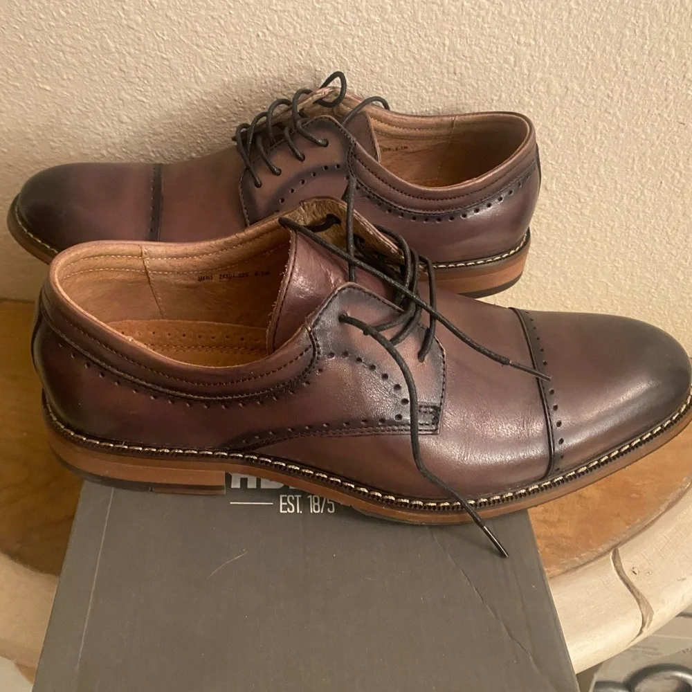 NIB Stacy Adams Flemming Grey Leather Men's Dress Oxford Shoes